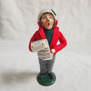 Byers Choice Carolers Boy Holding Joyeux Noel Figurine